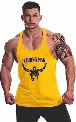 SPOWEARY Printed Men Round Neck Yellow T-Shirt