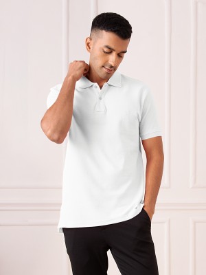 XYXX Solid Men Polo Neck White T-Shirt