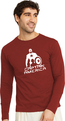 OrrganicChics Graphic Print Men Round Neck Maroon T-Shirt