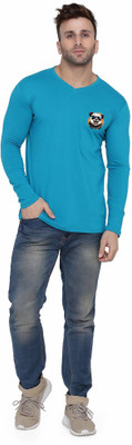 tfurnish Printed Men V Neck Light Green T-Shirt