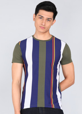 PETER ENGLAND Striped Men Round Neck Multicolor T-Shirt