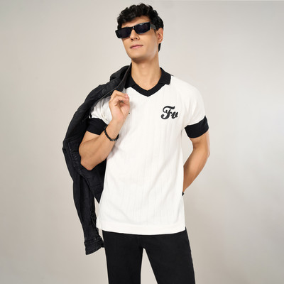 PEOPLE Solid Men Round Neck White T-Shirt