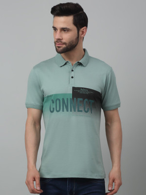 CANTABIL Striped Men Polo Neck Blue T-Shirt