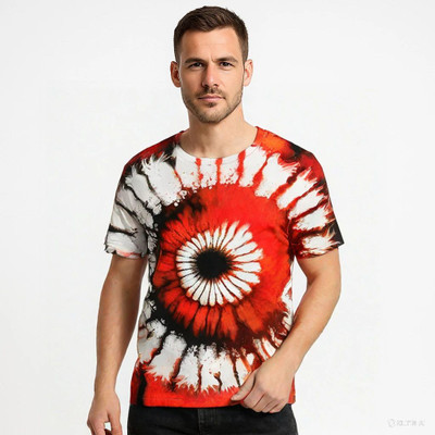 UD FABRIC Colorblock Men Round Neck Red T-Shirt