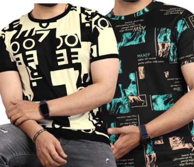 sti Printed Men Round Neck Multicolor T-Shirt