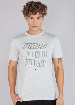 PUMA Printed Men Crew Neck Grey T-Shirt