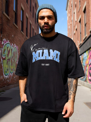 FLYIND VOGUE OUTFIT Printed Men Round Neck Black T-Shirt