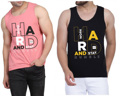WOOSTRO Printed Men Scoop Neck Pink, Black T-Shirt