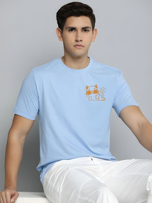 SZN Graphic Print Men Round Neck Light Blue T-Shirt