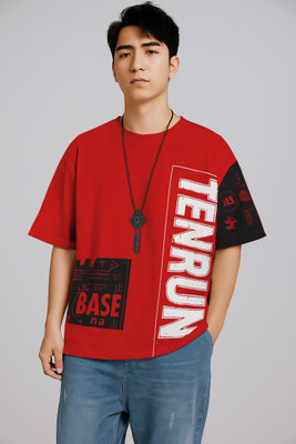 TENRUN Printed Men Round Neck Red T-Shirt