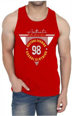WOOSTRO Printed, Typography Men Round Neck Red T-Shirt
