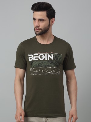 CANTABIL Printed, Typography Men Round Neck Green T-Shirt