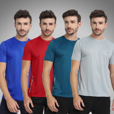 FTX Solid Men Round Neck Multicolor T-Shirt