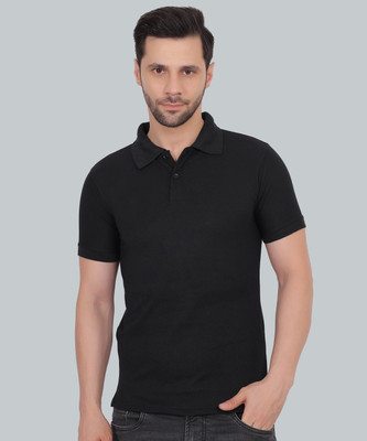 CLUBGREEN Solid Men Polo Neck Black T-Shirt
