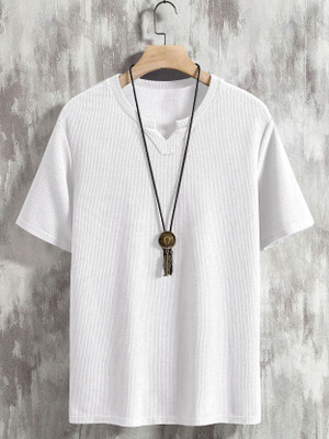EyeBogler Self Design Men Polo Neck White T-Shirt