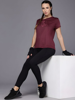 SZN Graphic Print Women Round Neck Maroon T-Shirt