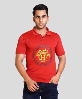 the emperor Printed Men Polo Neck Red T-Shirt