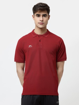 SHIV-NARESH Solid Men Polo Neck Maroon T-Shirt