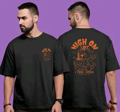 SEJAS STORE Printed Men Round Neck Black T-Shirt