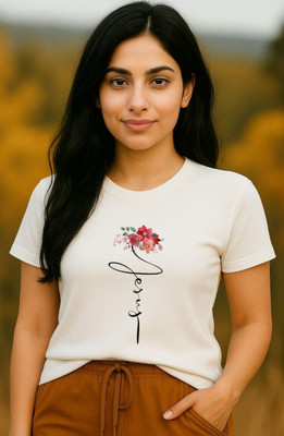 Attiirea Graphic Print Women Round Neck White T-Shirt