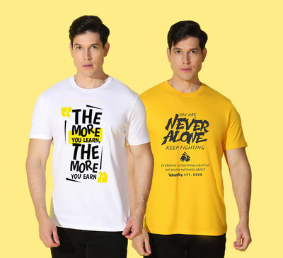 WOOSTRO Printed Men Round Neck Multicolor T-Shirt