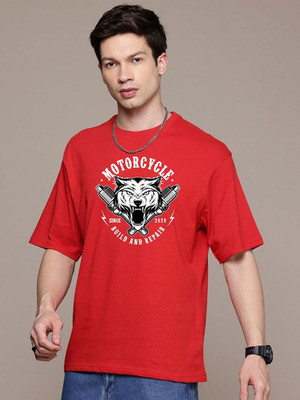 Moda Rapido Graphic Print Men Round Neck Red T-Shirt
