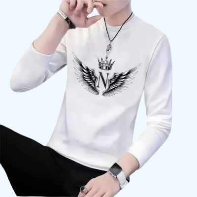 PRABHU Printed Men Round Neck White T-Shirt