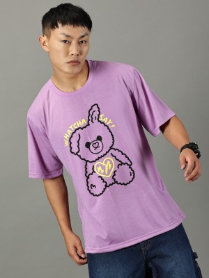 RodZen Printed, Typography Men Round Neck Purple T-Shirt