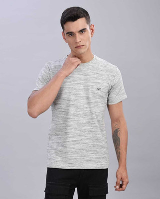 Raw Purple Solid Men Round Neck Black, White T-Shirt