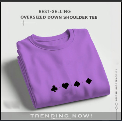 FASHLOOK Solid Men Round Neck Purple T-Shirt