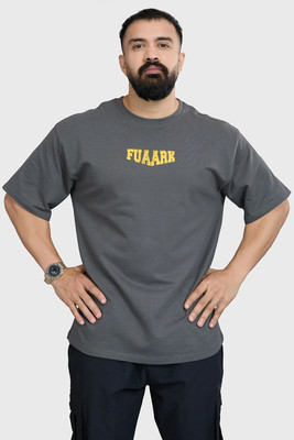 FuaarK Solid Men Round Neck Grey T-Shirt
