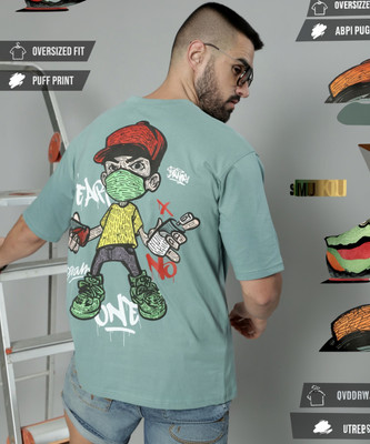 MANIAC Printed, Typography Men Round Neck Green T-Shirt