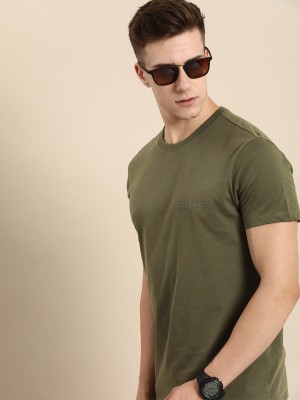 United Colors of Benetton Solid Men Round Neck Dark Green T-Shirt