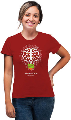 SmarTee Street Printed Women Round Neck Red T-Shirt