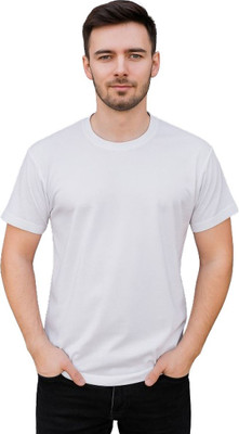 YUALIN CREATION Printed Men Crew Neck White T-Shirt