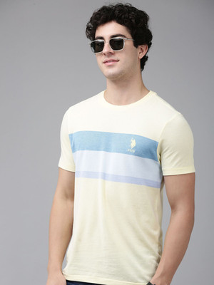 U.S. POLO ASSN. Printed Men Polo Neck Yellow T-Shirt