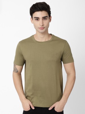 London Crew Solid Men Round Neck Green T-Shirt