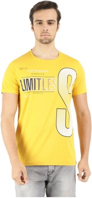 V-MART Typography Men Round Neck Yellow T-Shirt