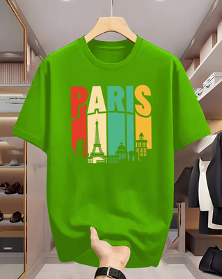 Beaumen Printed Men Round Neck Green T-Shirt