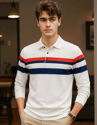 TrendShaper Solid Men Polo Neck White T-Shirt