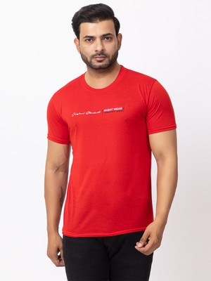 BUFFARO Typography Men Round Neck Red T-Shirt
