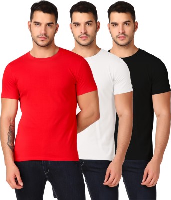 Inner Element Solid Men Round Neck Black, White, Red T-Shirt