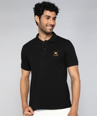 U.S. POLO ASSN. Solid Men Polo Neck Black T-Shirt