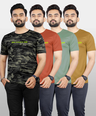 VeBNoR Self Design Men Round Neck Multicolor T-Shirt