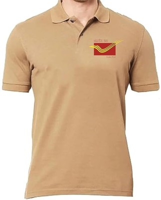 PrintHolic Self Design Men Polo Neck Brown T-Shirt