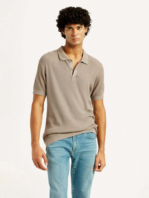 LEVI'S Self Design Men Polo Neck Grey T-Shirt