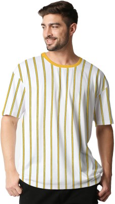 WEAR YOUR OPINION Striped Men Round Neck Yellow T-Shirt