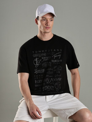 TOMMY HILFIGER Typography Men Crew Neck Black T-Shirt