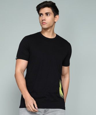 WROGN Printed Men Crew Neck Black T-Shirt