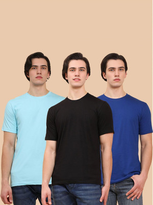 Moda Rapido Solid Men Round Neck Black T-Shirt